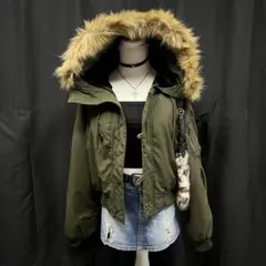 平成ギャル　y2k グランジ　ファー付き　MA-1 ショート丈　N-2B