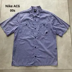 00s Nike ACG チェック半袖シャツ パープル Mのサムネイル