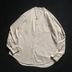 白タグ 00s old gap ベージュ ストライプ ノーカラー 長袖シャツ