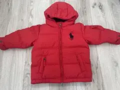 ポロ・ラルフローレン 赤 フード付きダウンジャケット　90