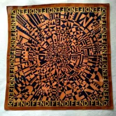 FENDI ロゴ 大判ハンカチ 綿　中古品 ★送料込み匿名配送でお届け