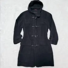 イタリア製ダッフルコート XL/LL ブラック ヘリンボーン ロング丈