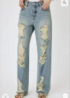 【美品】moussy HIGH DAMAGED STRAIGHT 1サイズ