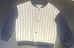 キッズ H&M スウェットボタンジャケット ストライプ 140