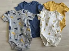 H&M 恐竜柄、キリン、ネイビー系、黄色系の4着セット
