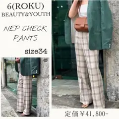 美品】6(ROKU) ストライプパンツ 38サイズ - メルカリ