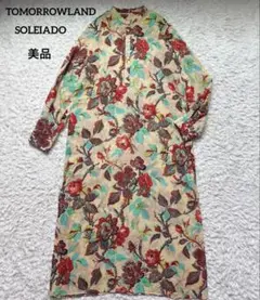 美品 トゥモローランド ソレイアード ボタニカル バンドカラー ワンピース