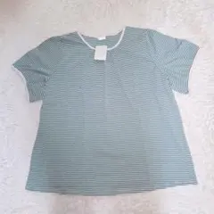 新品　未使用　タグ付き　大きい　10L 半袖　Tシャツ　ボーダー　グリーンのサムネイル