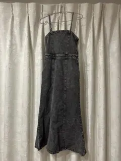 SpRay デニムキャミワンピ デニムワンピース　ロング（ブラック）