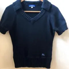 バーバリー　ブルーレーベル　サマーニット　綿上着　ブラック