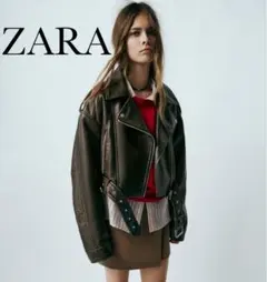 ZARA フェイクレザー クロップドライダースジャケット