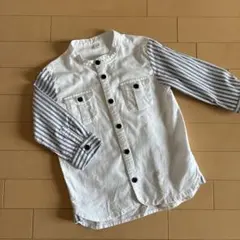 ホワイト・ストライプ長袖シャツ　120