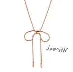 【大人気】リボン ネックレス サージカルステンレス 金アレ ピンクゴールド 残り