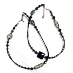 COMME CA DU MODE　黒ビーズネックレス　2点セット