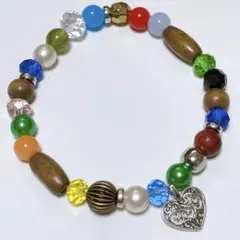 J025 ビーズブレスレット【ミックスカラー×チャーム】山田レン アメカジ