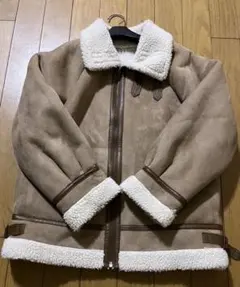ムートン風　ブラウンベージュコート　Mサイズ