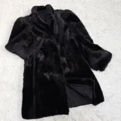 極美品◎高級ミンク100% 毛皮コート リアルファー 13号 ダークブラウン