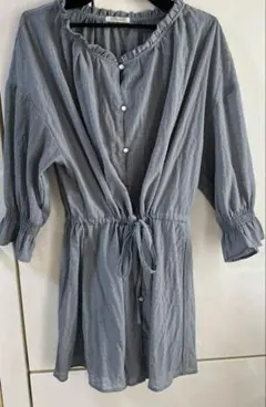 ブルーグレー 7分袖 チュニック M ゆったり 美品 ハニーズのサムネイル