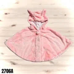MIKIHOUSE ミキハウス ウサギ耳付きフリースポンチョ ピンク 2706