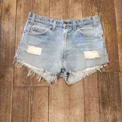 デニムショートパンツ ダメージ加工ライトブルー