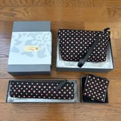 【新品・箱付】【バラ売り可能】印傳屋 ハート柄 3点セット　ポーチ手鏡ペンケース