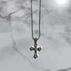 【新品未使用】クロスモチーフ ネックレス ストーン 平成レトロ Y2K 当時物
