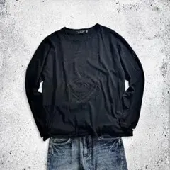 00s philipp plein スカル ラインストーン ロンT 黒 3XL