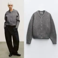ZARA ジッパーニットボンバージャケット