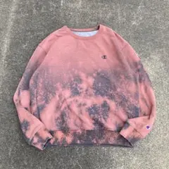 鬼フェード Champion ロゴ刺繍スウェット XL 褪色 桜色 グレー