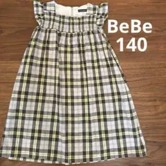 BeBe チェックノースリーブ ワンピース　140cm