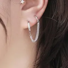 シルバー リング ミニ サークル フープ ダブル ピアス  #C792-24