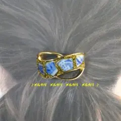 ハンドメイド　ポニーフック　シー陶器　金継ぎ風　ブルー系　一点物　②