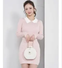 ダーリッチ カラーリブニットミニワンピース　ピンク