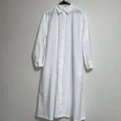 UNIQLO コットン　Aラインワンピース　ホワイト シャツワンピース Lサイズ