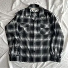 美品 Backers オンブレチェック オープンカラーシャツ M 黒 グレー