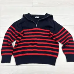 ZARA ネイビー/レッド ストライプ セーター Sサイズ