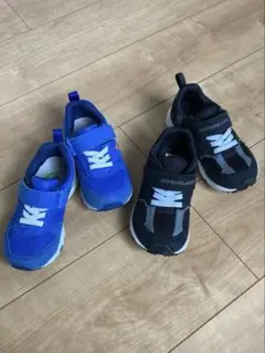 キッズスニーカー 青 15.5㎝ 黒 16.0㎝　2足セット　ムーンスター