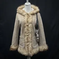 平成ギャル　y2k フェアリーグランジ　ムートンコート　フード付き　森ガール