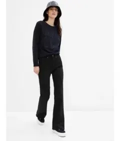 GAP ウォッシュウェル ハイライズ ＇70sフレアデニムブラックジーンズ