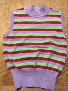 jouetie  ラメボーダーノースリーブニット