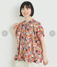 シビラ 近年モデル 定価5.5万 オレンジプリントワンピース シルク混