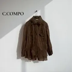 シーコンポ 長袖シャツ【11】羽織り　シンプル カジュアル ブラウンF3422