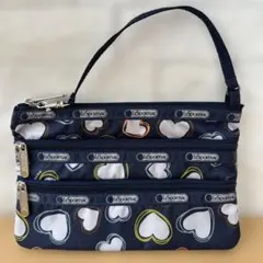 レスポートサック　スリージップ　ポーチ　ハート柄