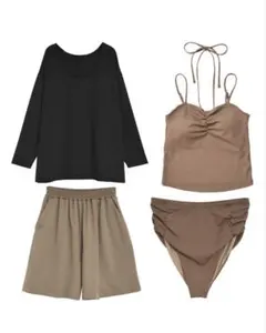 【新品・未使用】ラッシュガード付き 水着 4点セット Lサイズ Re:EDIT