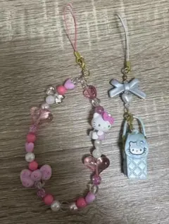 ハローキティ ビーズキーホルダー