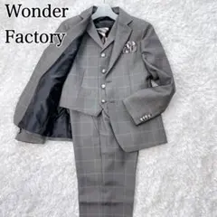 美品✨ワンダーファクトリー 男の子 スーツ 5点セット 150 チェック 卒服