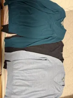 メリノウール3枚セットUNIQLOニット L×2グレー／グリーン