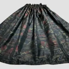 685⿻大島紬リメイクロングスカート　着物リメイクロングスカート