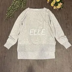 ELLE（エル）肩ゴールドボタン クルーネックニット グレー 38
