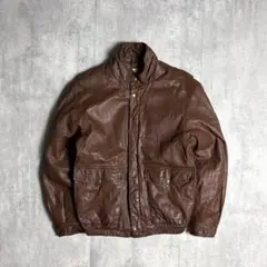 【80s vintage】レザーブルゾン　フライトジャケット　短丈　本革　古着